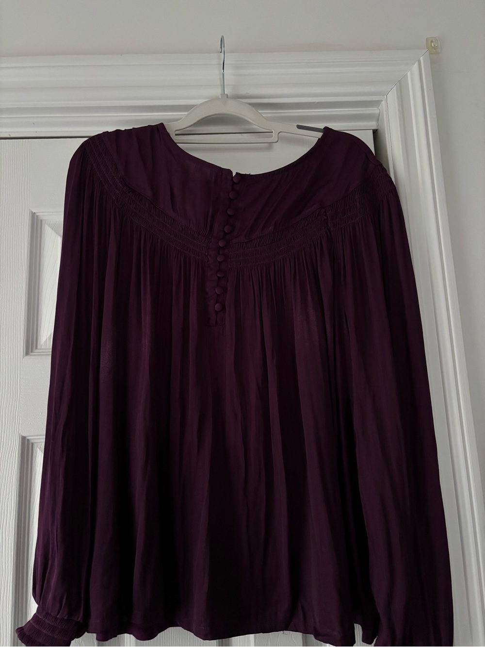 Loft Women's Long-Sleeve Button Front Blouse - Deep Plum